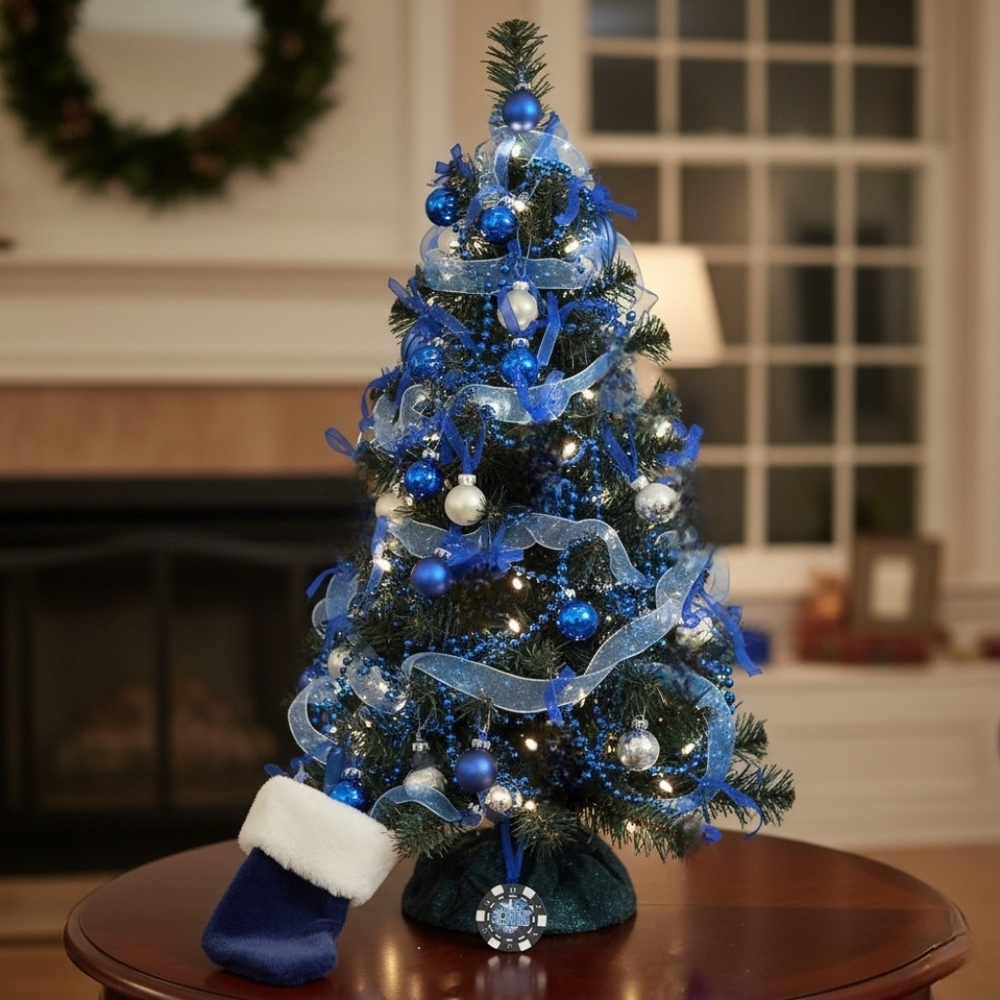 Nfl Detroit Lions beads bulbs poker chip mini xmas tree decorations bundle NWOT